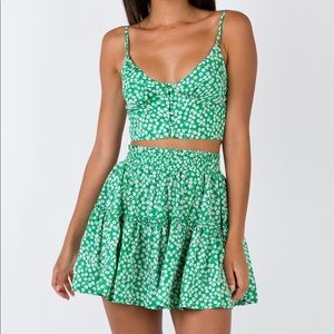 NWT PRINCESS POLLY Shad Green Floral Skirt 2